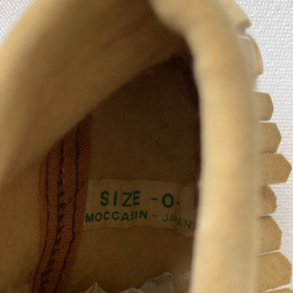 Baby Tan Moccasin Shoes Size 0 Vintage